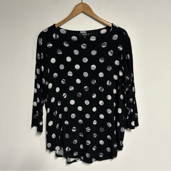 Women’s 1X All Over Circle‎ Print Pullover Top Polka Dot Stretch Coquette Fairy - Picture 1 of 12